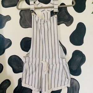 White And Grey Striped Overalls